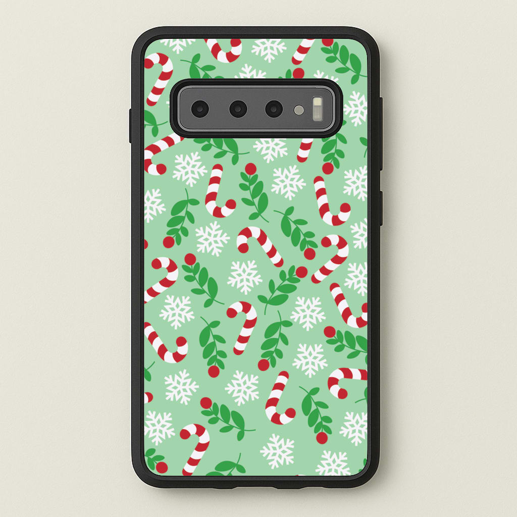 Snow Green Pattern - Christmas Patterns Phone Case for Galaxy S10 Plus