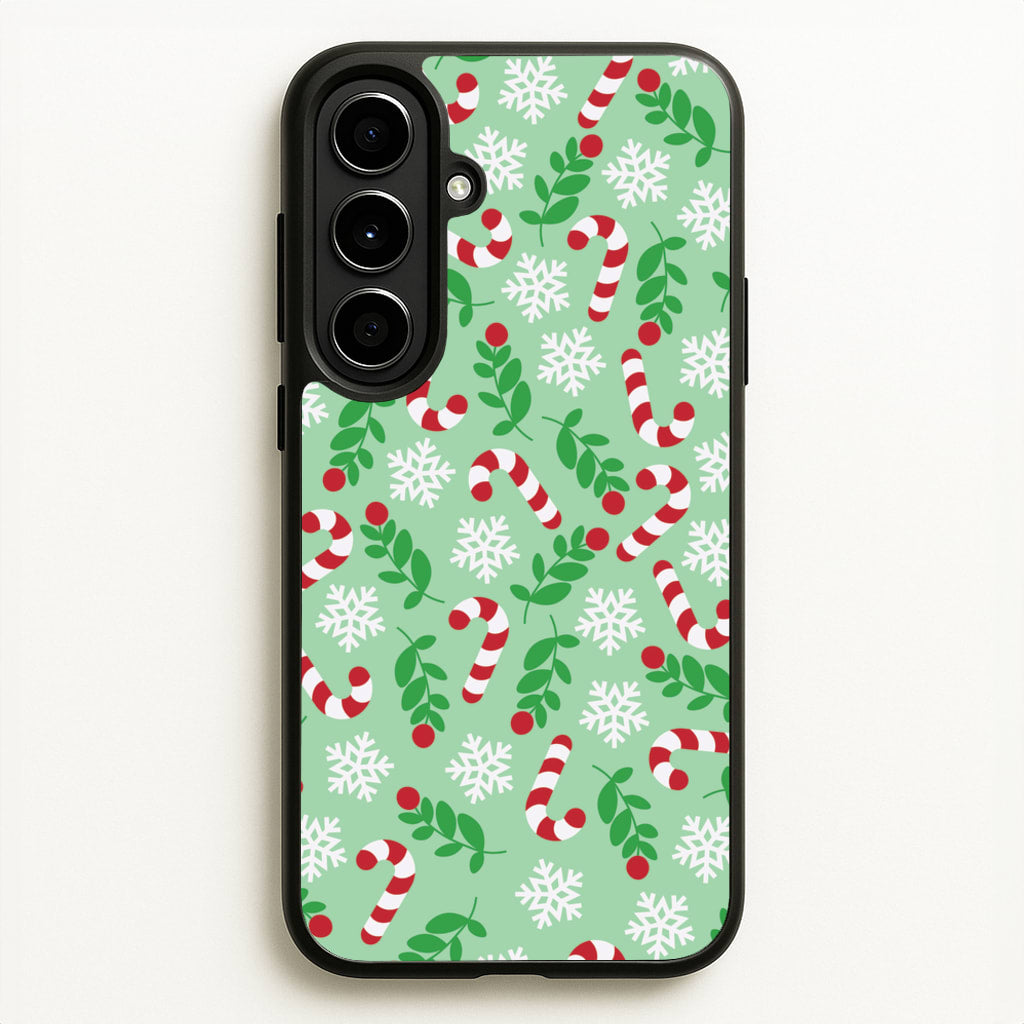 Snow Green Pattern - Christmas Patterns Phone Case for Galaxy A56