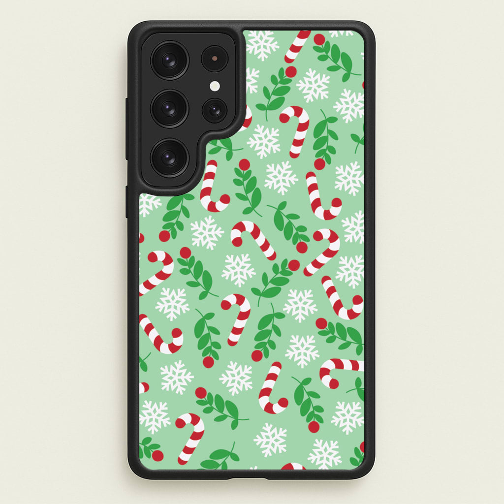 Snow Green Pattern - Christmas Patterns Phone Case for Galaxy S23 Ultra