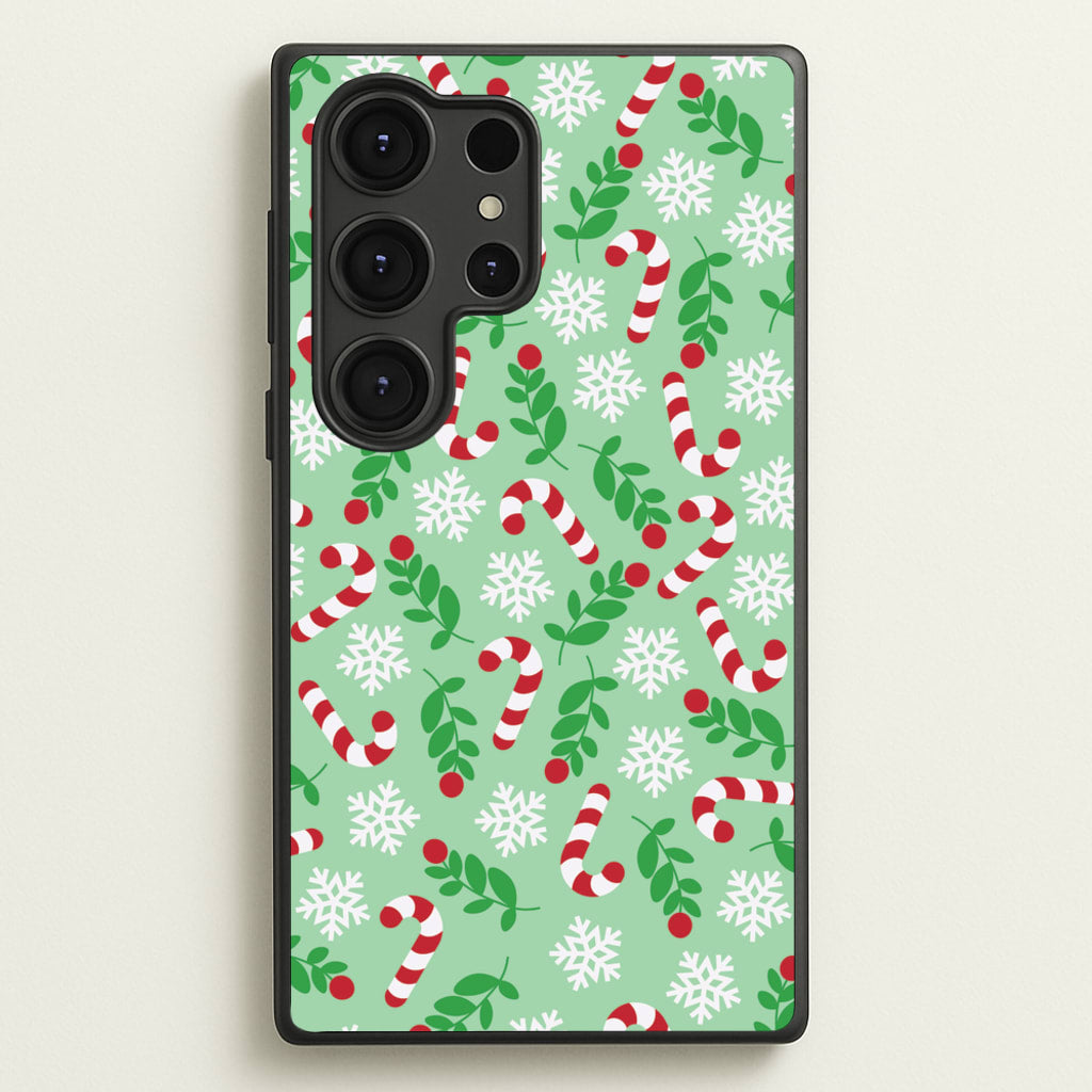Snow Green Pattern - Christmas Patterns Phone Case for Galaxy S25 Ultra