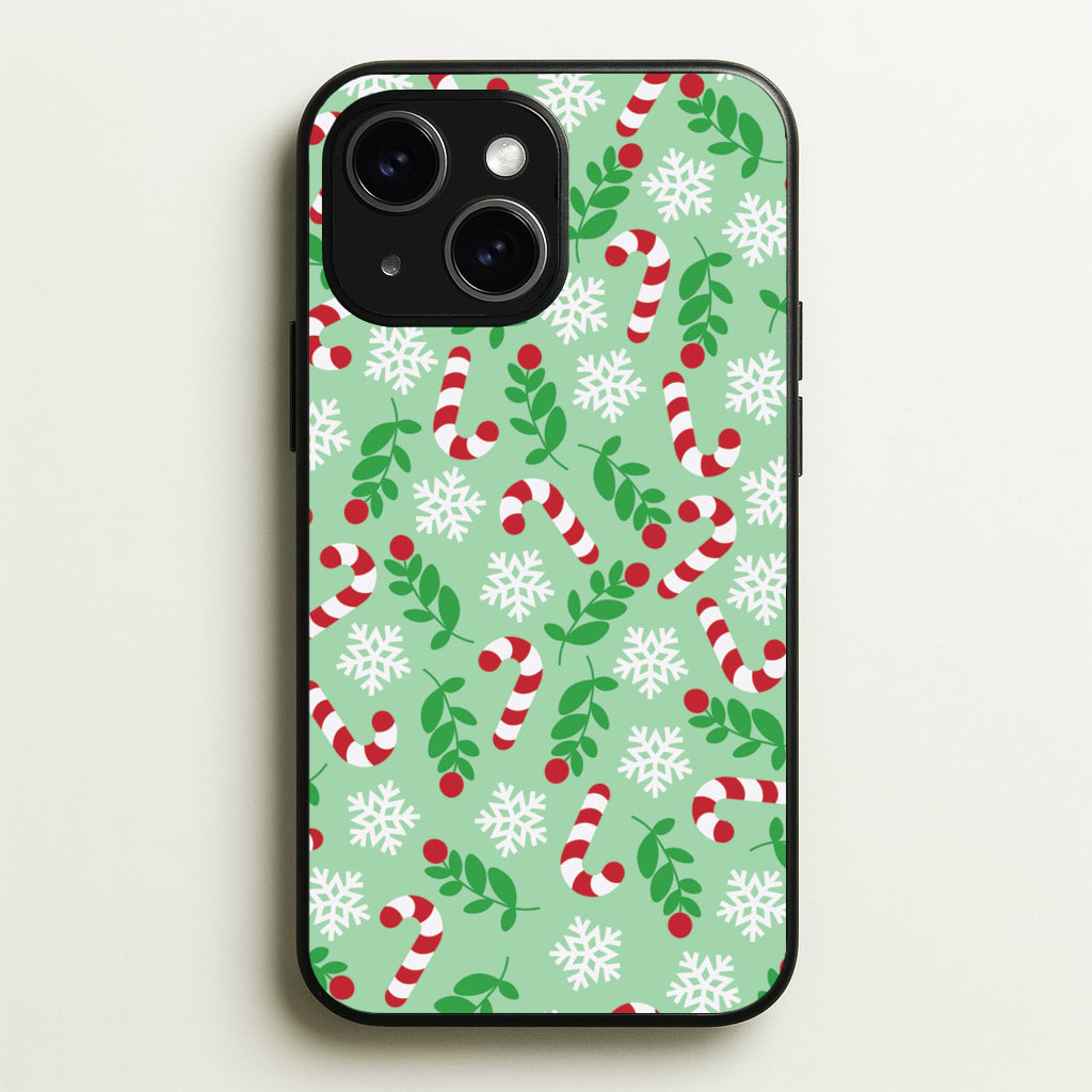 Snow Green Pattern - Christmas Patterns Phone Case for iPhone 15