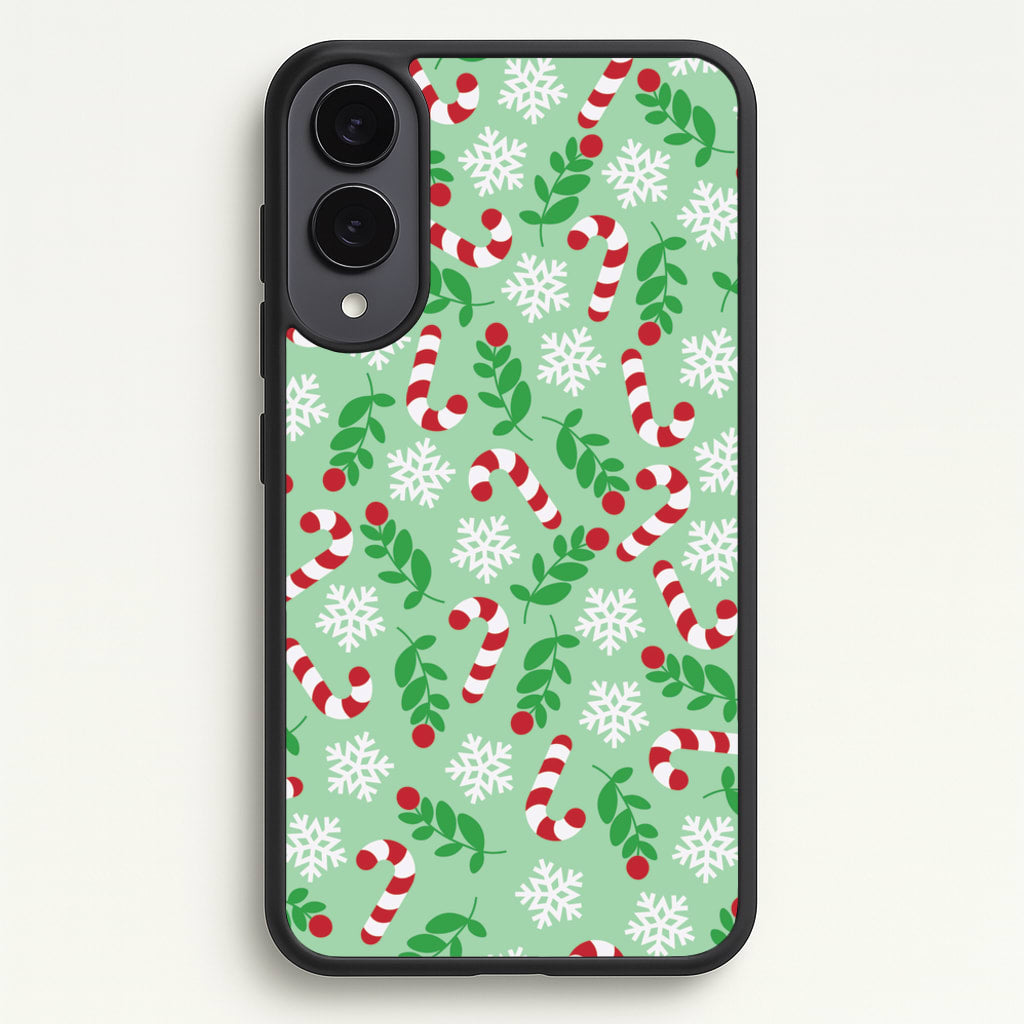 Snow Green Pattern - Christmas Patterns Phone Case for Galaxy S25 Edge