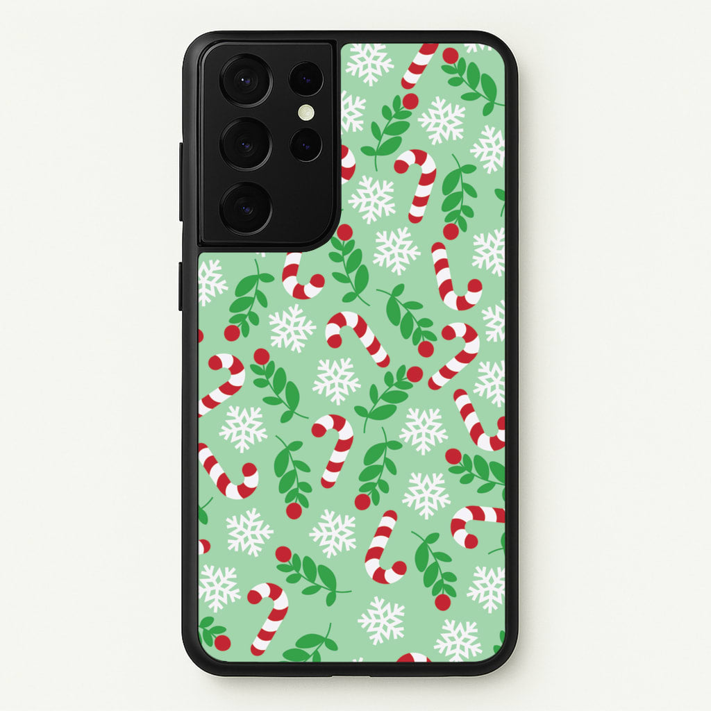 Snow Green Pattern - Christmas Patterns Phone Case for Galaxy S21 Ultra