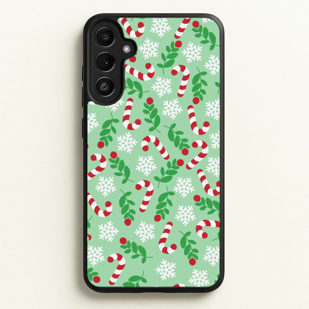 Snow Green Pattern - Christmas Patterns Phone Case for Galaxy A36