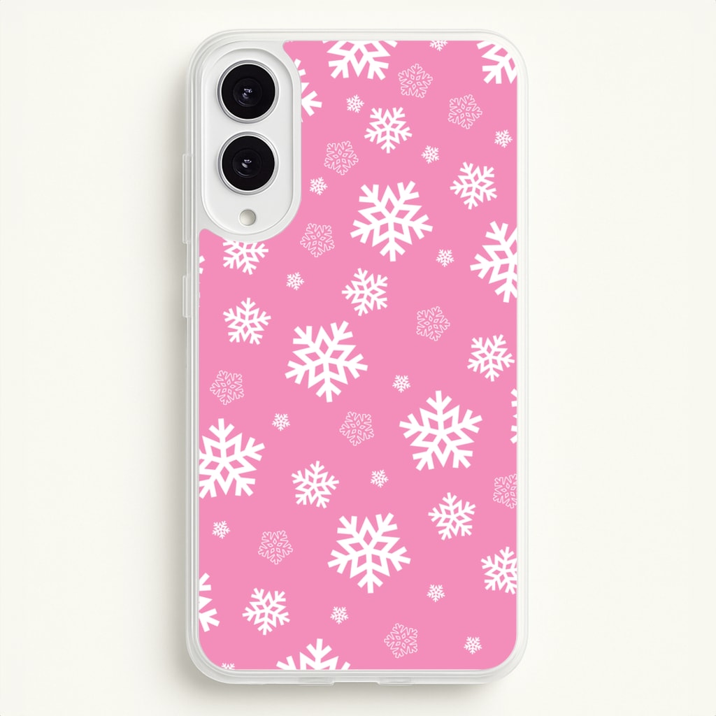 Snow Pink Pattern - Christmas Patterns Phone Case for Galaxy S25 Edge