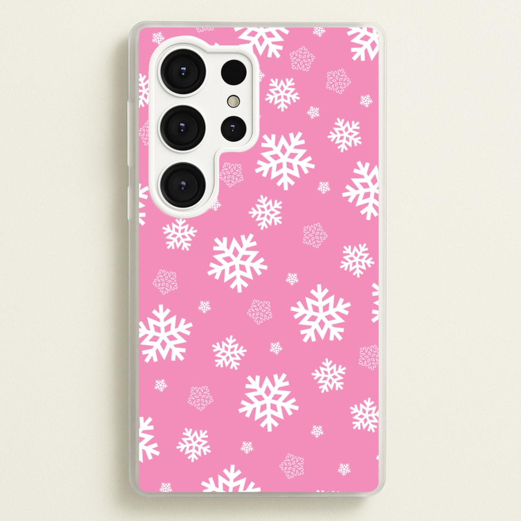 Snow Pink Pattern - Christmas Patterns Phone Case for Galaxy S25 Ultra