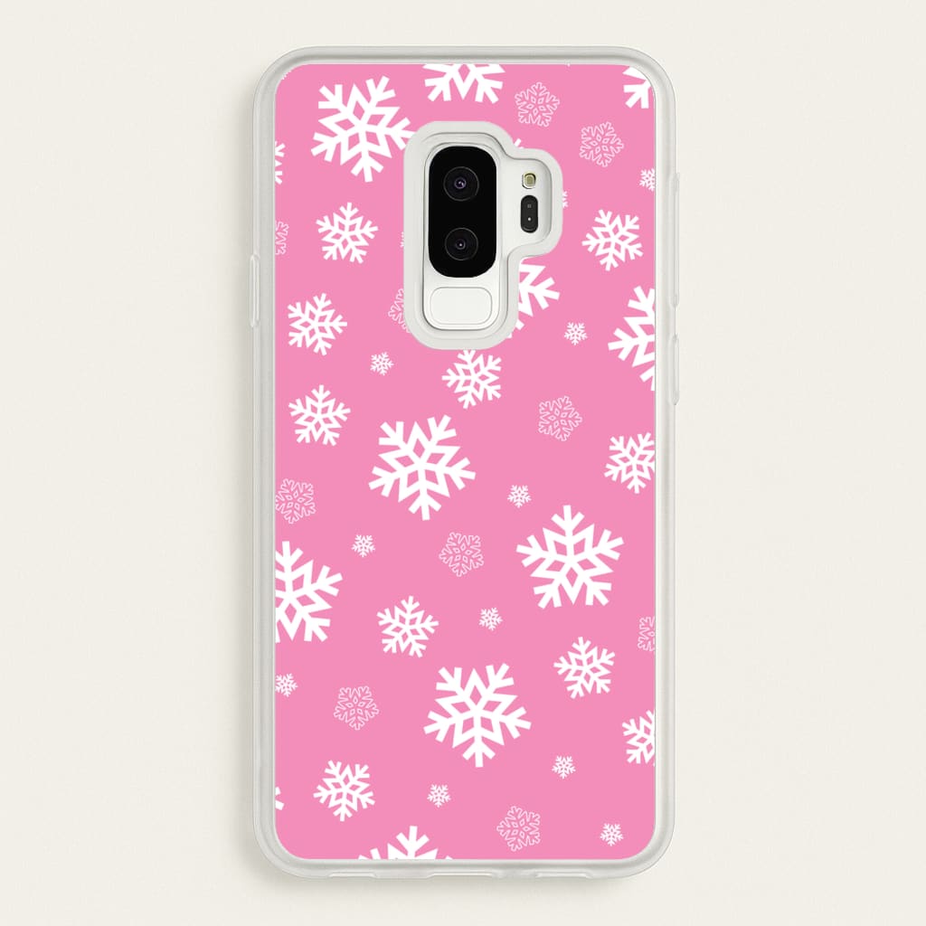Snow Pink Pattern - Christmas Patterns Phone Case for Galaxy S9 Plus