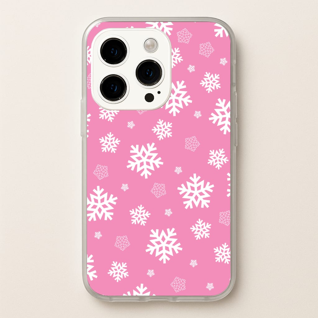 Snow Pink Pattern - Christmas Patterns Phone Case for iPhone 14 Pro Max