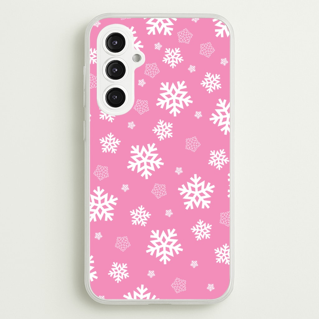 Snow Pink Pattern - Christmas Patterns Phone Case for Galaxy S23FE