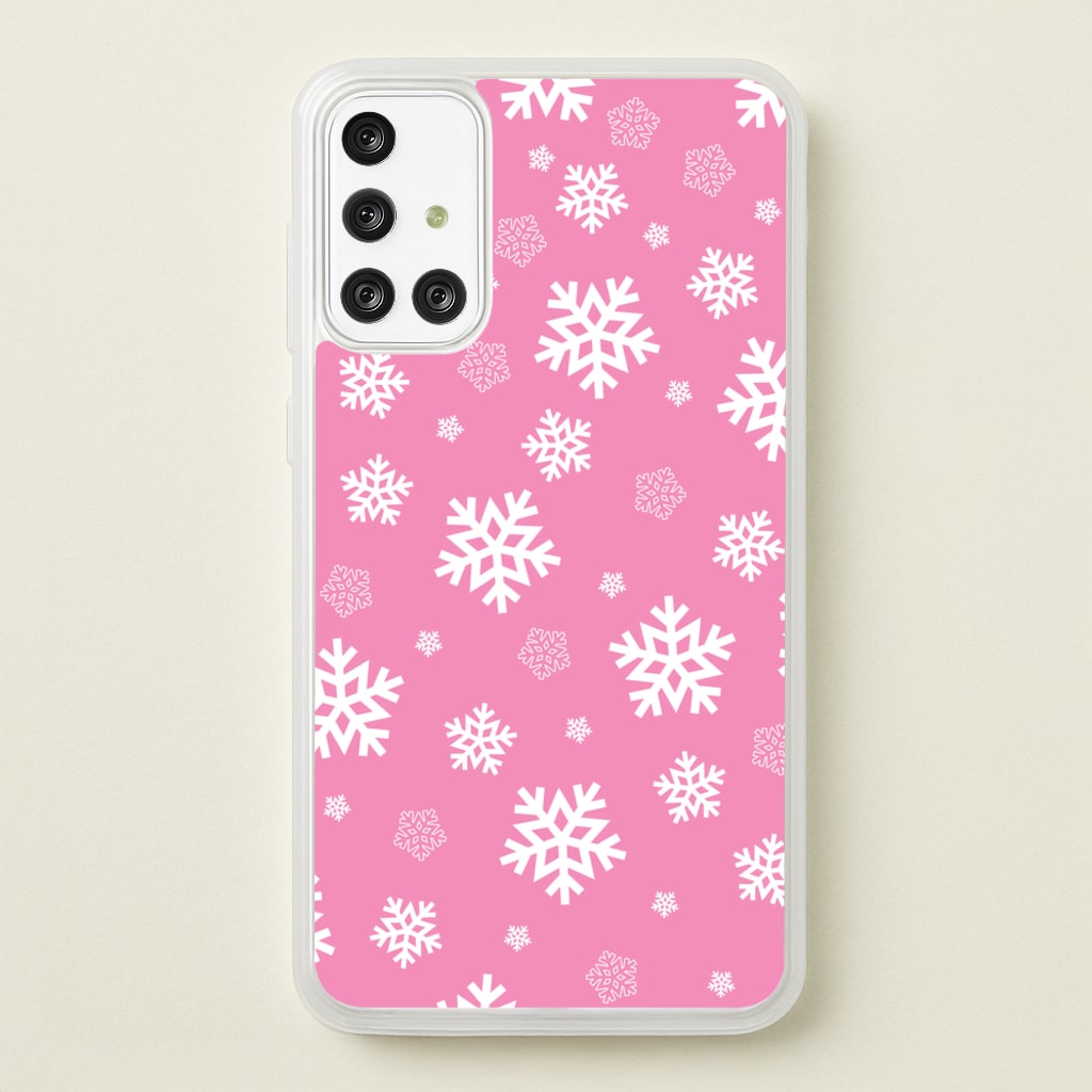 Snow Pink Pattern - Christmas Patterns Phone Case for Galaxy A71