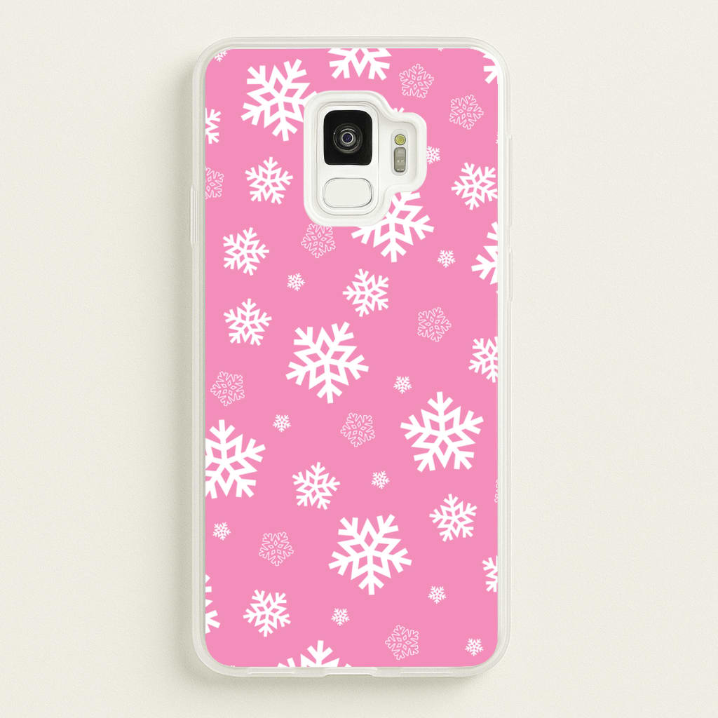 Snow Pink Pattern - Christmas Patterns Phone Case for Galaxy S9
