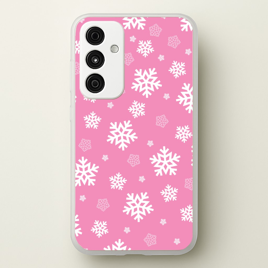 Snow Pink Pattern - Christmas Patterns Phone Case for Galaxy A35