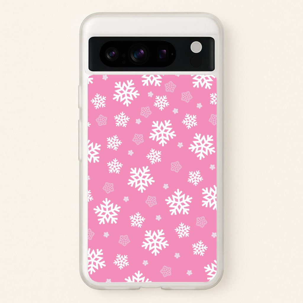 Snow Pink Pattern - Christmas Patterns Phone Case for Google Pixel 8 Pro