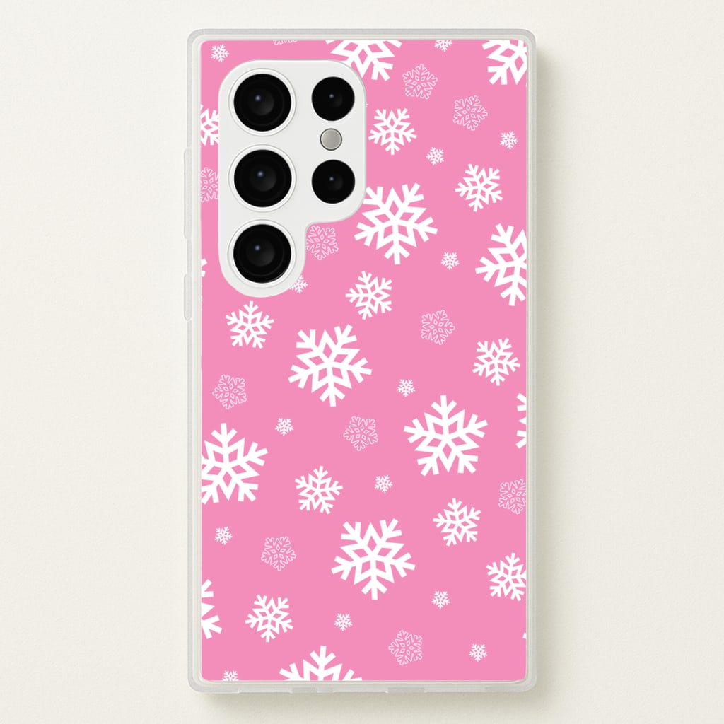 Snow Pink Pattern - Christmas Patterns Phone Case for Galaxy S24 Ultra