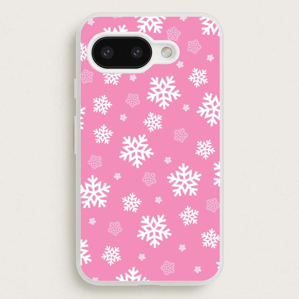 Snow Pink Pattern - Christmas Patterns Phone Case for Google Pixel 9a