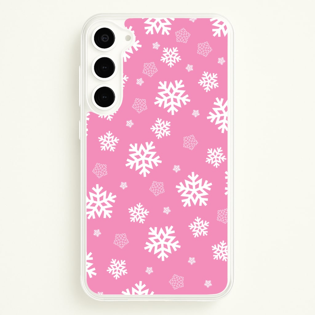Snow Pink Pattern - Christmas Patterns Phone Case for Galaxy S23 Plus