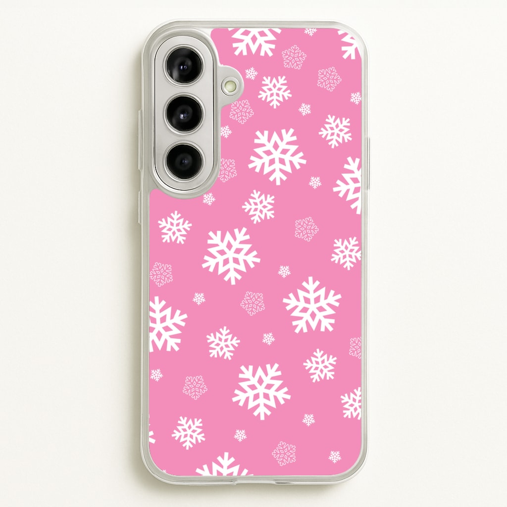 Snow Pink Pattern - Christmas Patterns Phone Case for Galaxy A56