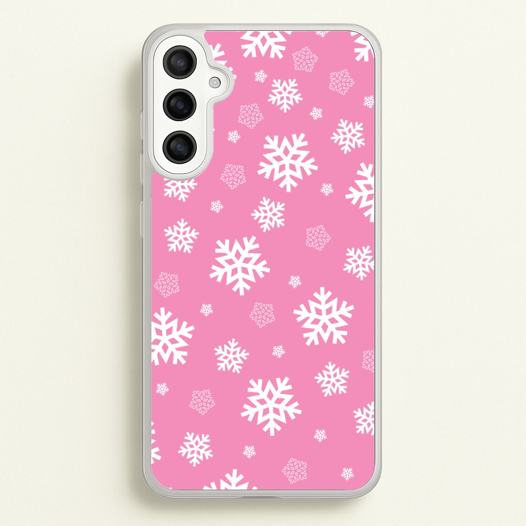Snow Pink Pattern - Christmas Patterns Phone Case for Galaxy A36