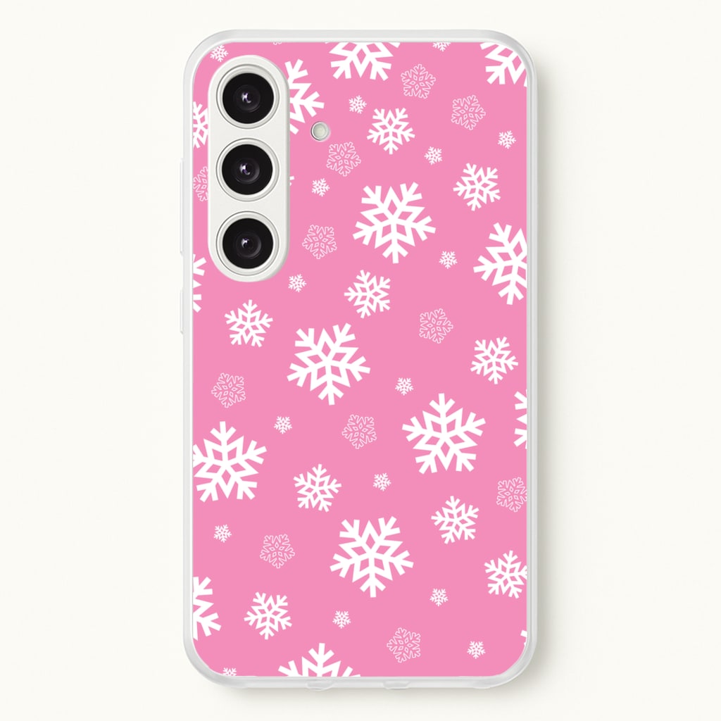 Snow Pink Pattern - Christmas Patterns Phone Case for Galaxy S24 Plus