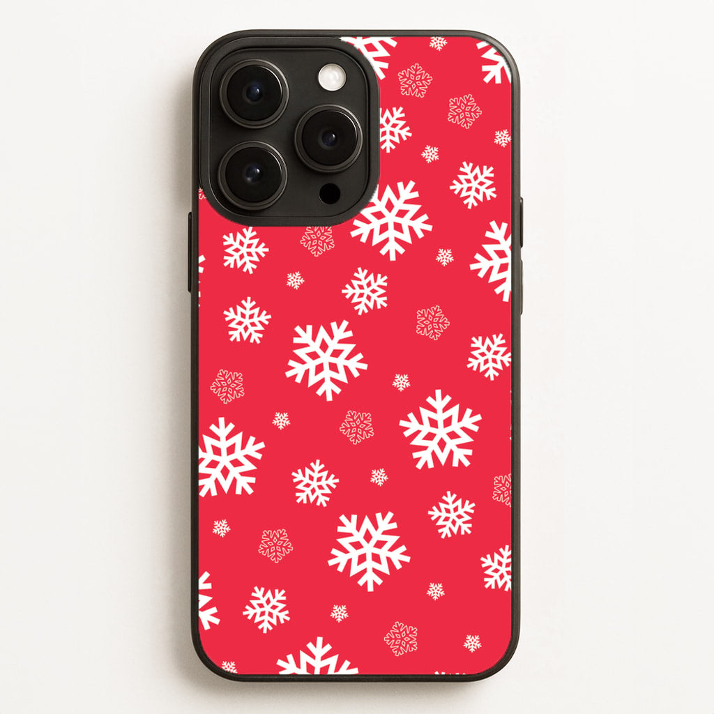 Red Snow Pattern - Christmas Patterns Phone Case for iPhone 16 Pro Max