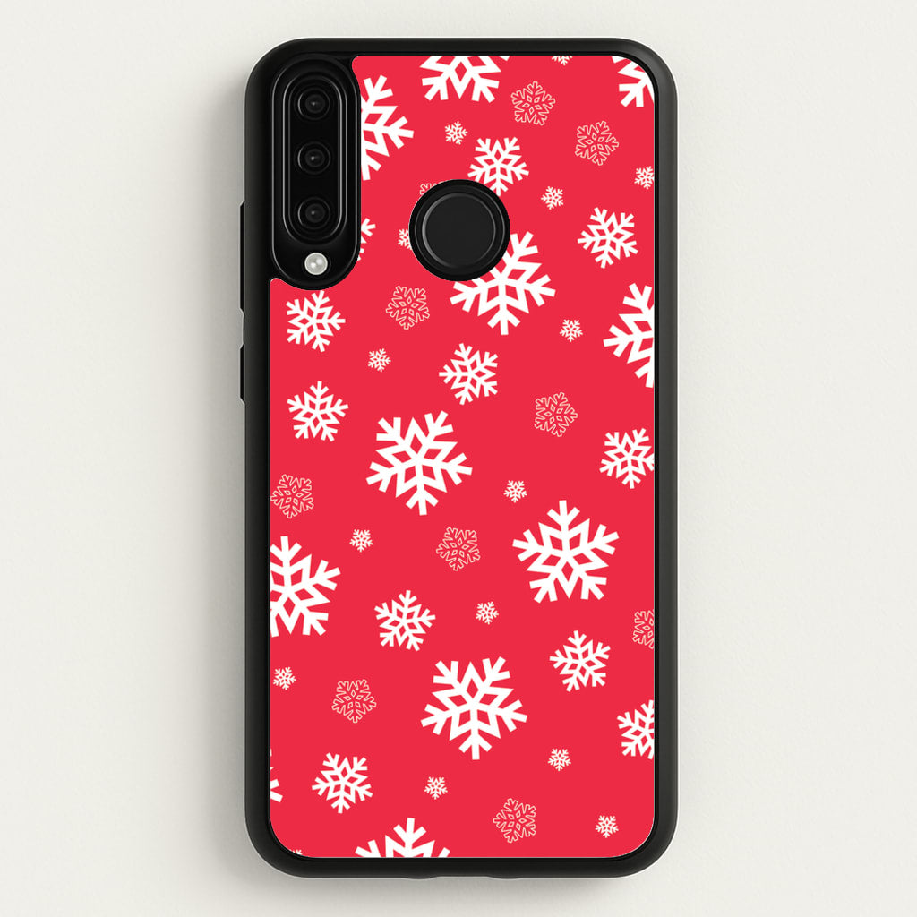 Red Snow Pattern - Christmas Patterns Phone Case for Huawei P30 Lite