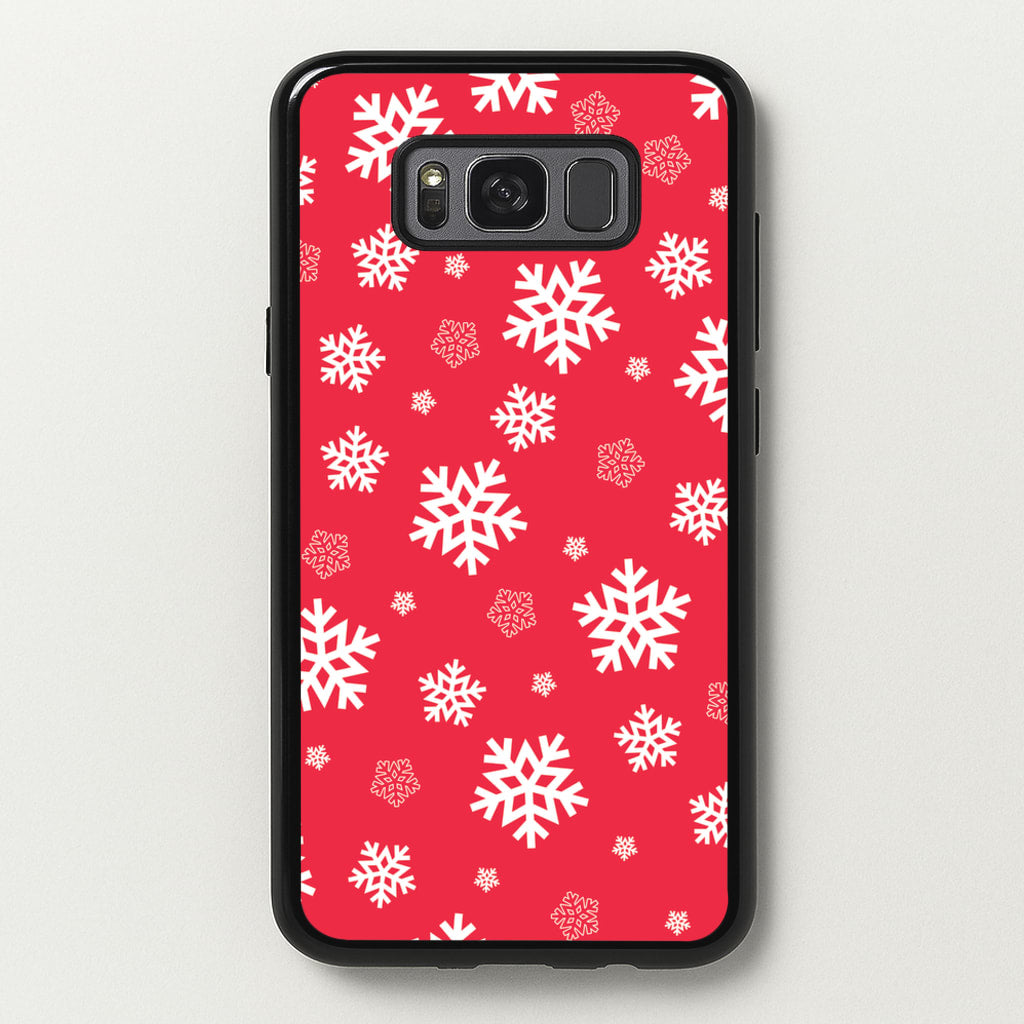 Red Snow Pattern - Christmas Patterns Phone Case for Galaxy S8 Plus