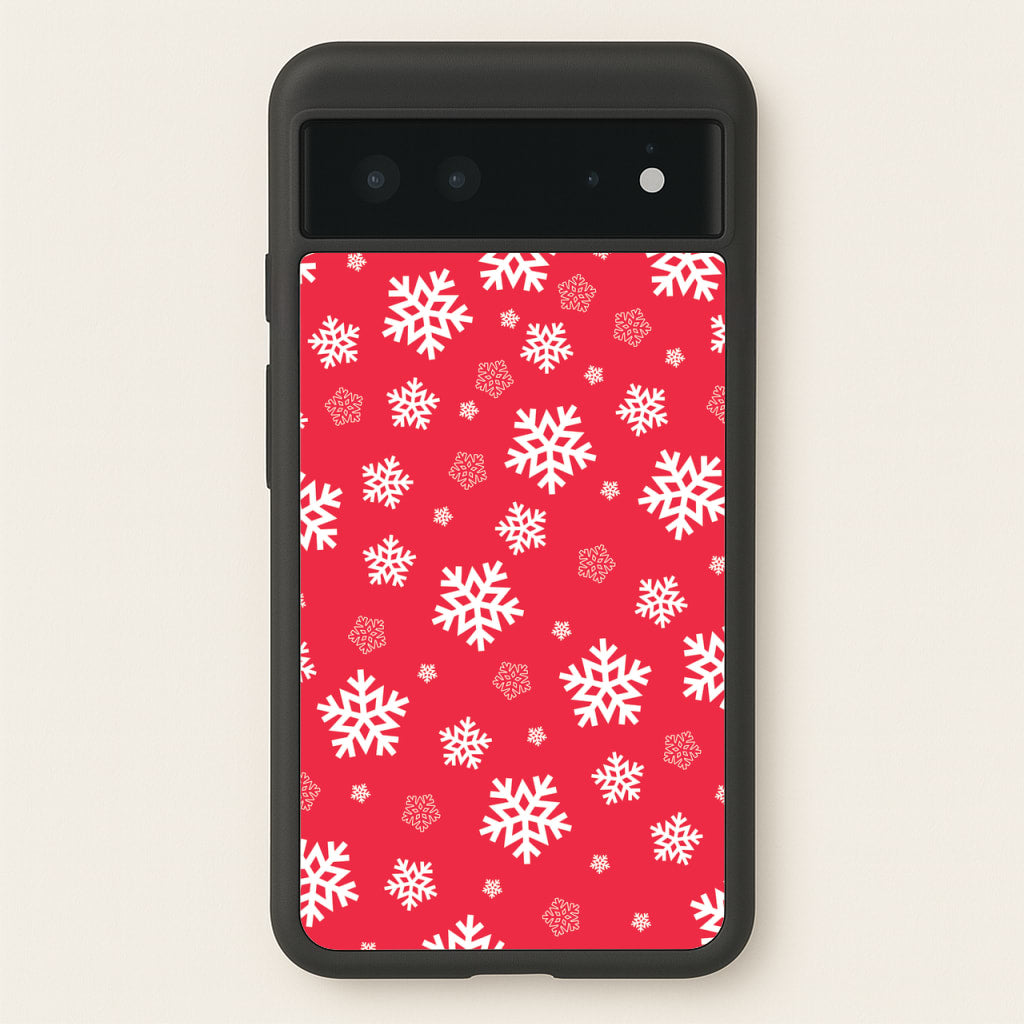 Red Snow Pattern - Christmas Patterns Phone Case for Google Pixel 6