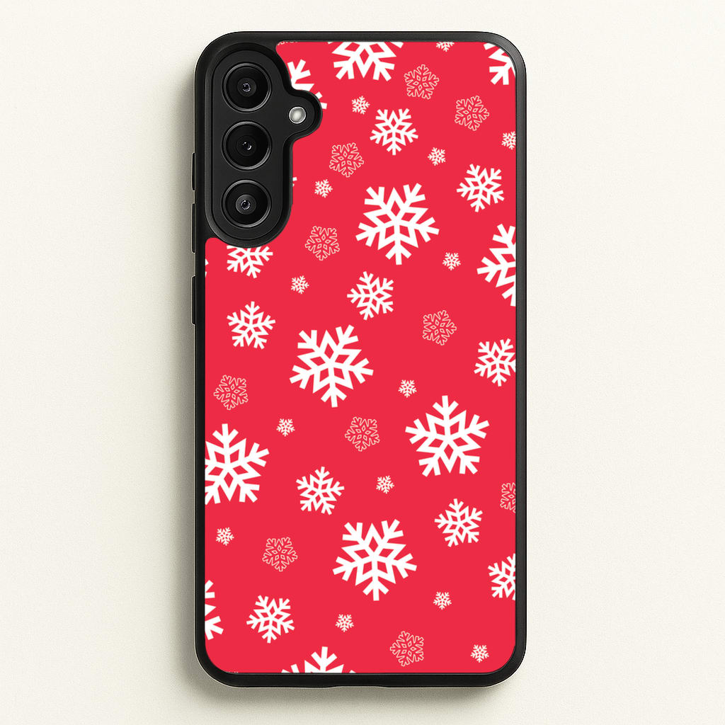 Red Snow Pattern - Christmas Patterns Phone Case for Galaxy A34