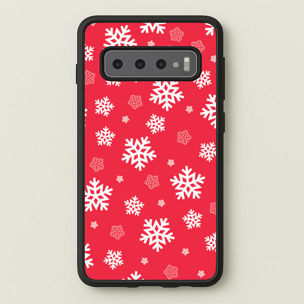Red Snow Pattern - Christmas Patterns Phone Case for Galaxy S10