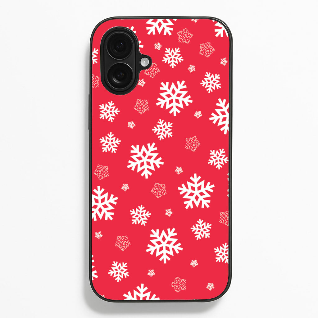 Red Snow Pattern - Christmas Patterns Phone Case for iPhone 16 Plus