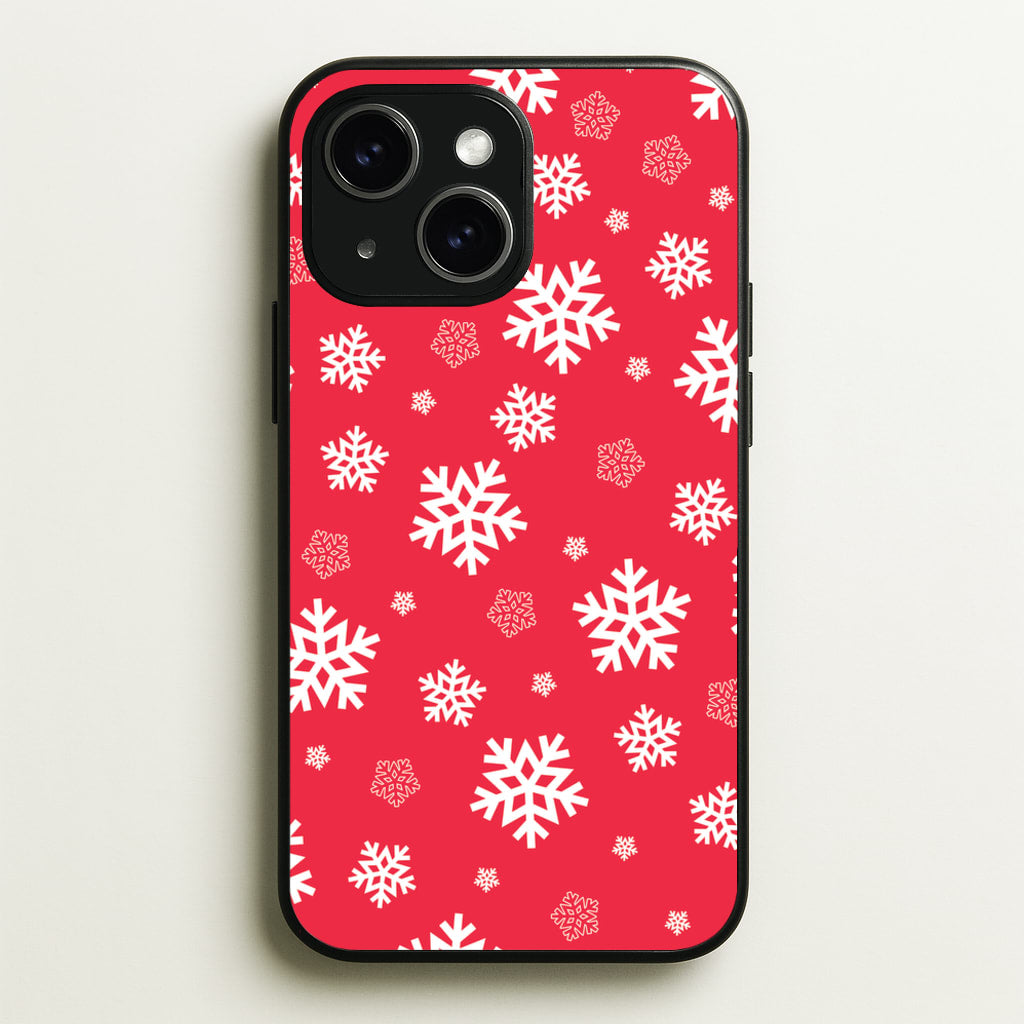 Red Snow Pattern - Christmas Patterns Phone Case for iPhone 15 Plus