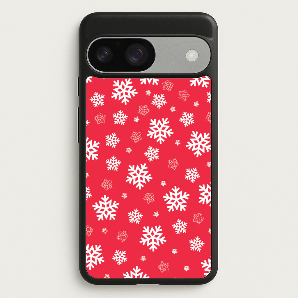 Red Snow Pattern - Christmas Patterns Phone Case for Google Pixel 9 / 9 Pro