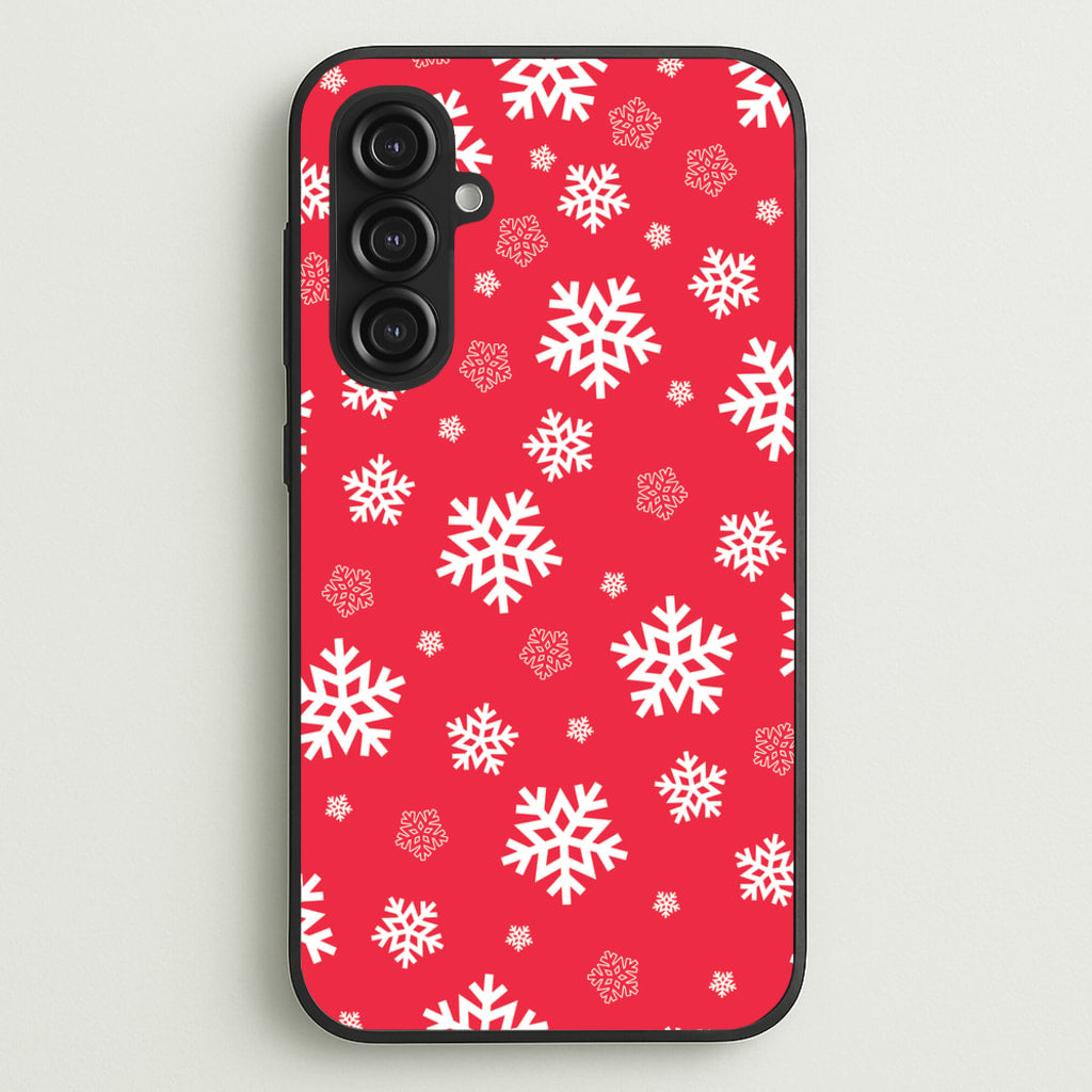 Red Snow Pattern - Christmas Patterns Phone Case for Galaxy S23FE