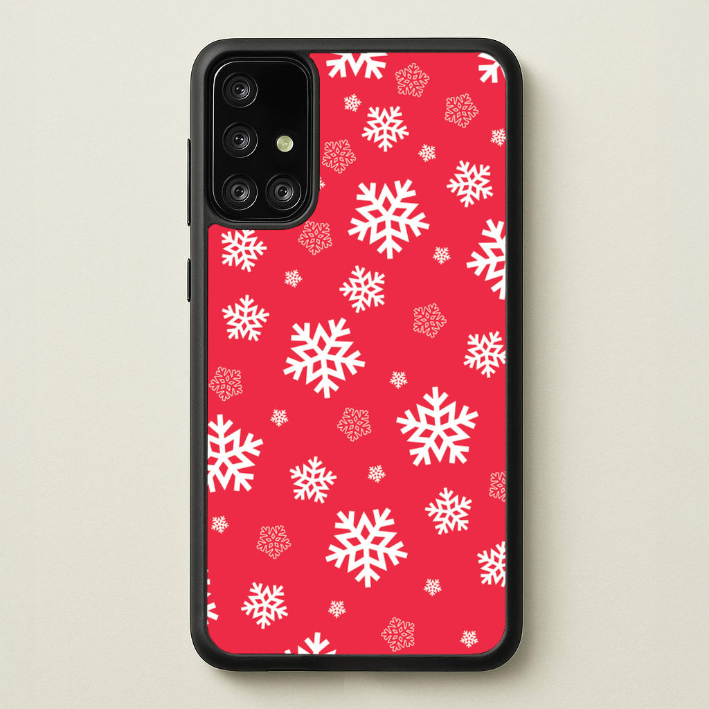 Red Snow Pattern - Christmas Patterns Phone Case for Galaxy A71