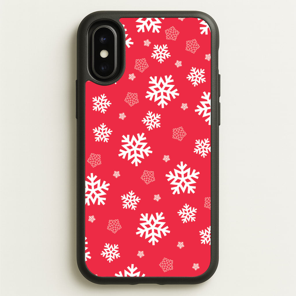 Red Snow Pattern - Christmas Patterns Phone Case for iPhone X / XS