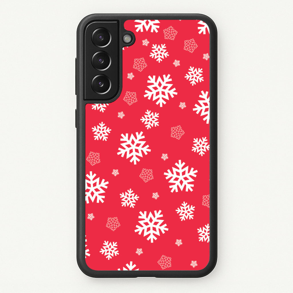 Red Snow Pattern - Christmas Patterns Phone Case for Galaxy S22 Plus