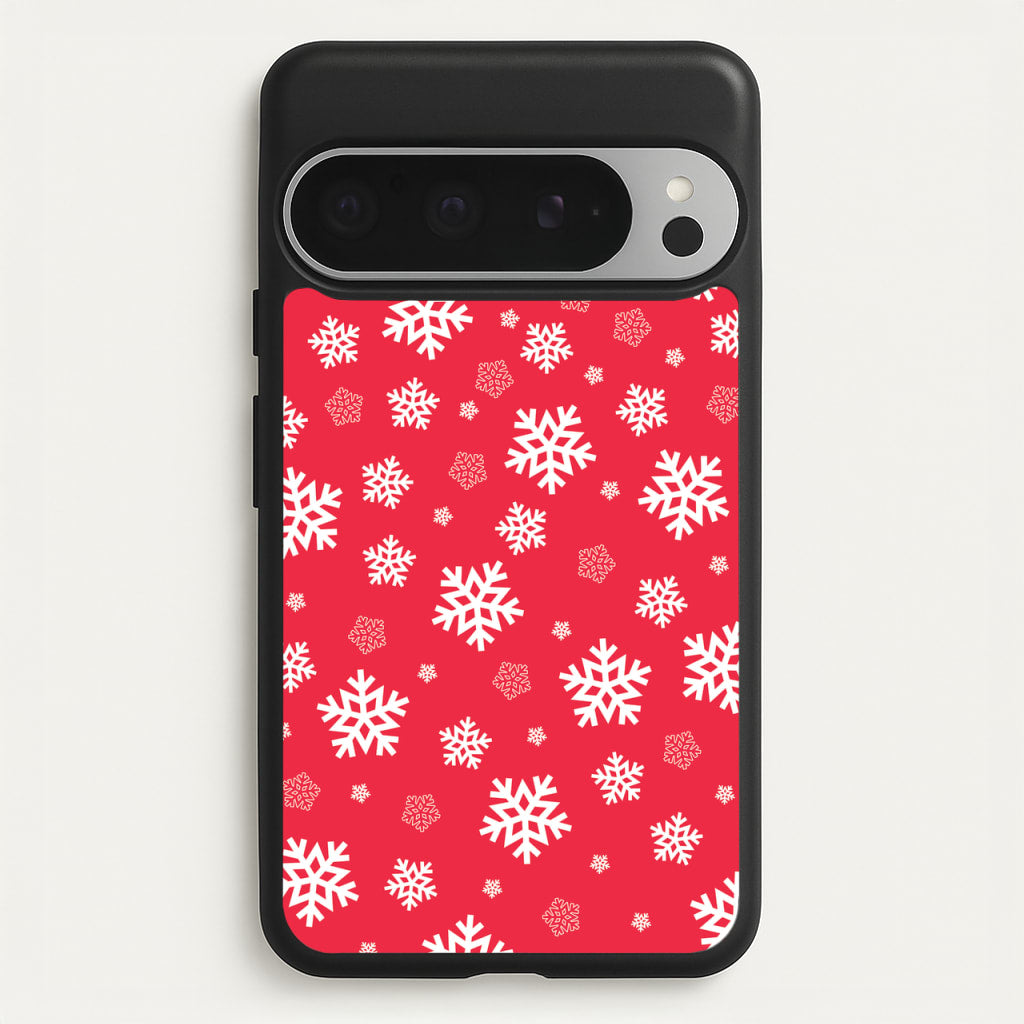 Red Snow Pattern - Christmas Patterns Phone Case for Google Pixel 9 Pro XL