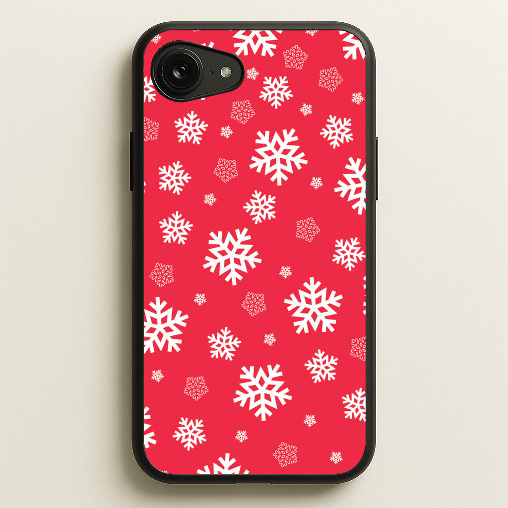 Red Snow Pattern - Christmas Patterns Phone Case for iPhone 16e