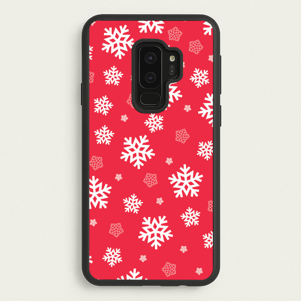 Red Snow Pattern - Christmas Patterns Phone Case for Galaxy S9 Plus