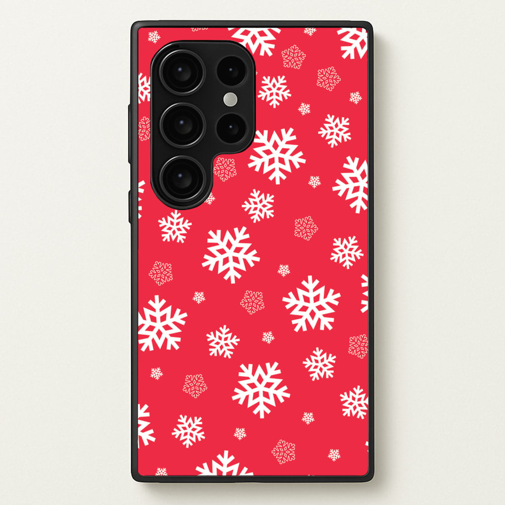 Red Snow Pattern - Christmas Patterns Phone Case for Galaxy S24 Ultra