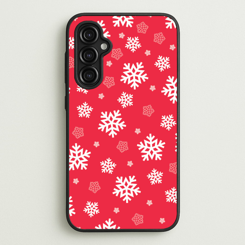 Red Snow Pattern - Christmas Patterns Phone Case for Galaxy A14