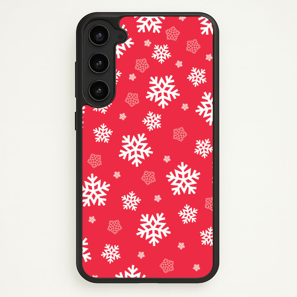 Red Snow Pattern - Christmas Patterns Phone Case for Galaxy S23 Plus