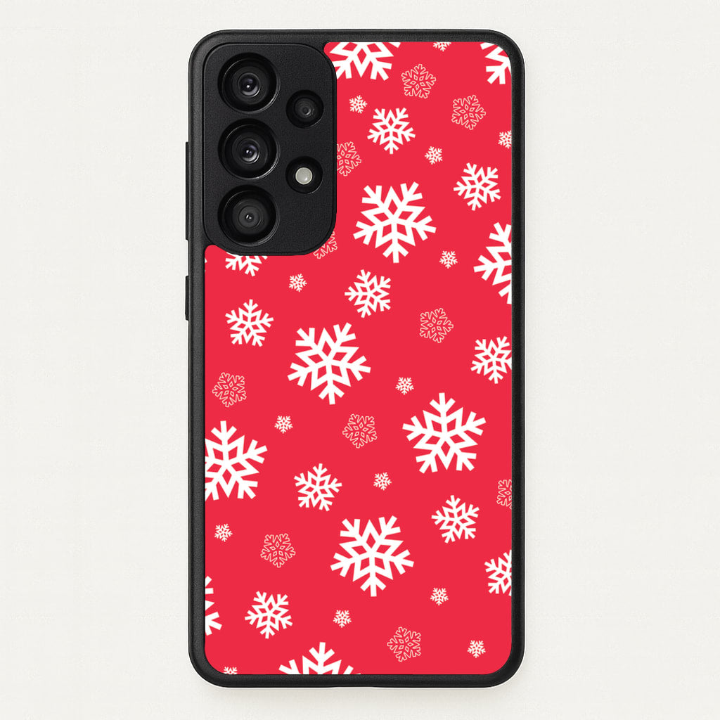Red Snow Pattern - Christmas Patterns Phone Case for Galaxy A53