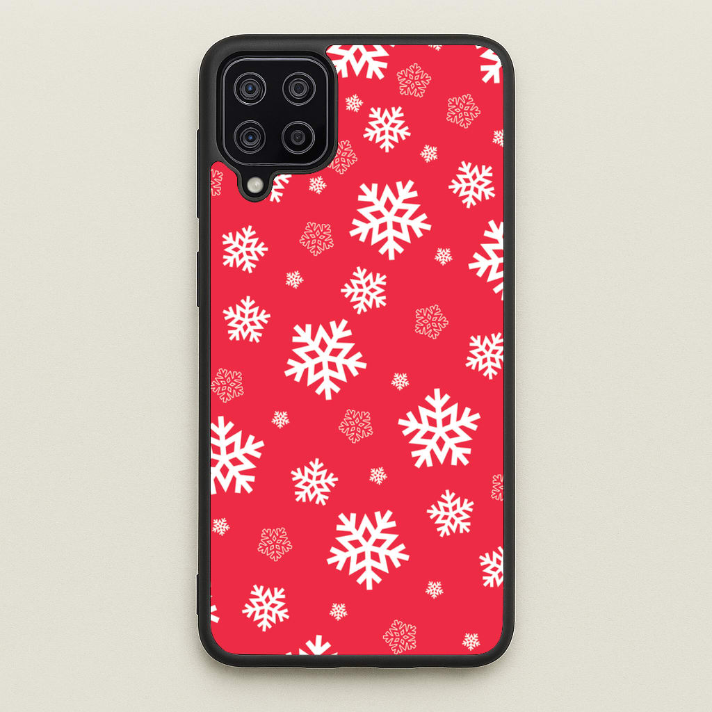 Red Snow Pattern - Christmas Patterns Phone Case for Galaxy A12
