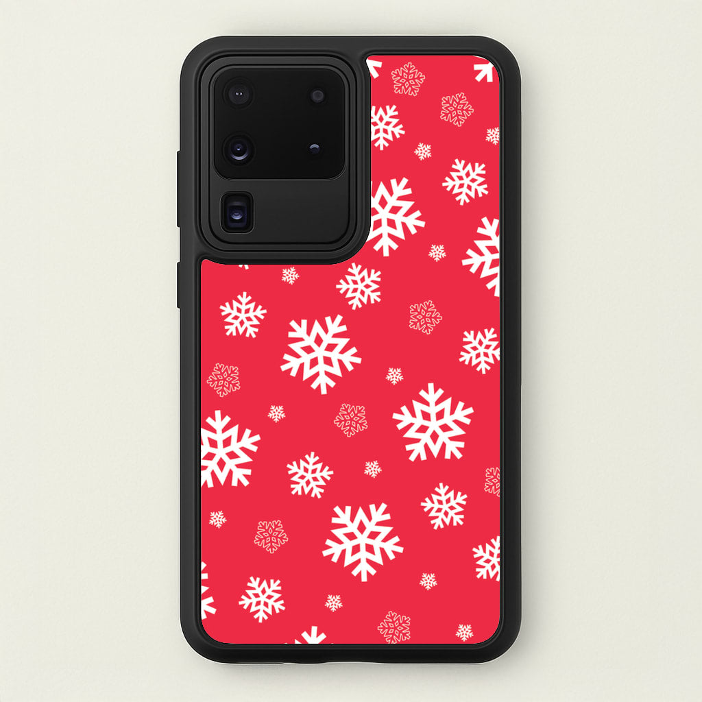 Red Snow Pattern - Christmas Patterns Phone Case for Galaxy S20 Ultra