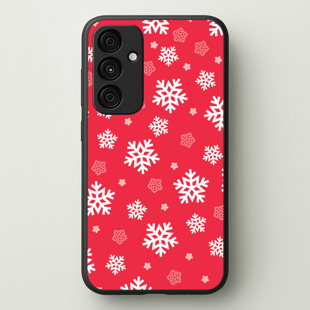 Red Snow Pattern - Christmas Patterns Phone Case for Galaxy A35