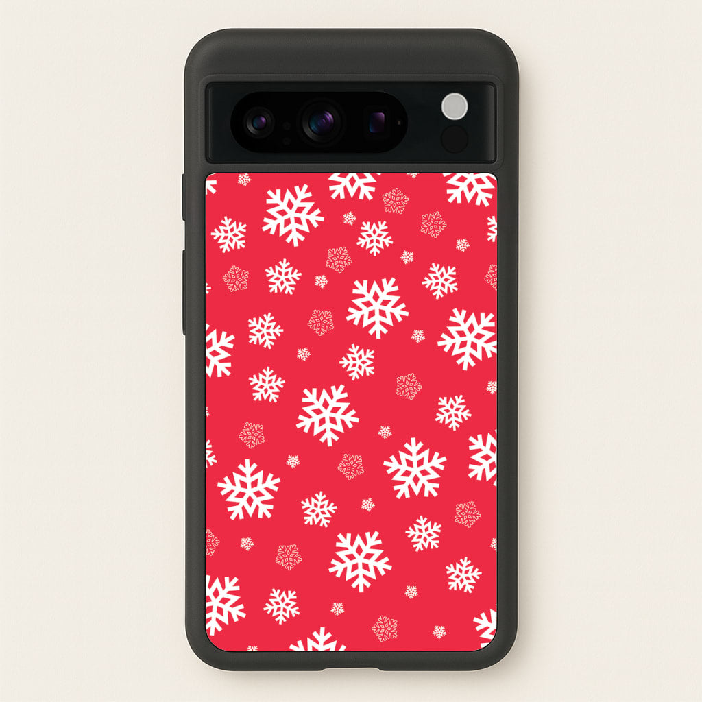Red Snow Pattern - Christmas Patterns Phone Case for Google Pixel 8 Pro