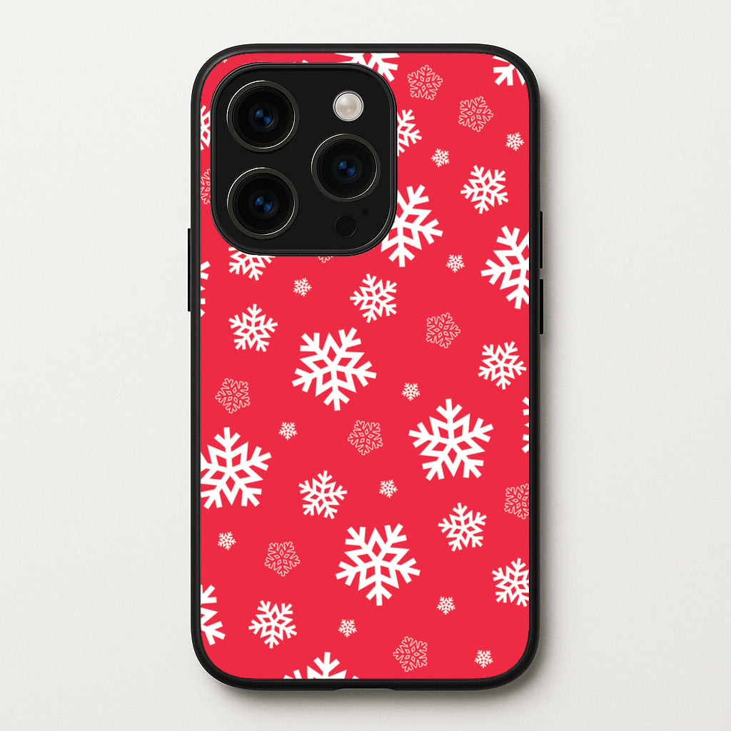 Red Snow Pattern - Christmas Patterns Phone Case for iPhone 15 Pro