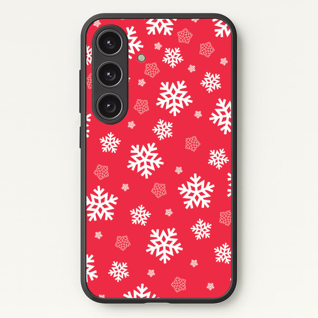 Red Snow Pattern - Christmas Patterns Phone Case for Galaxy S24FE