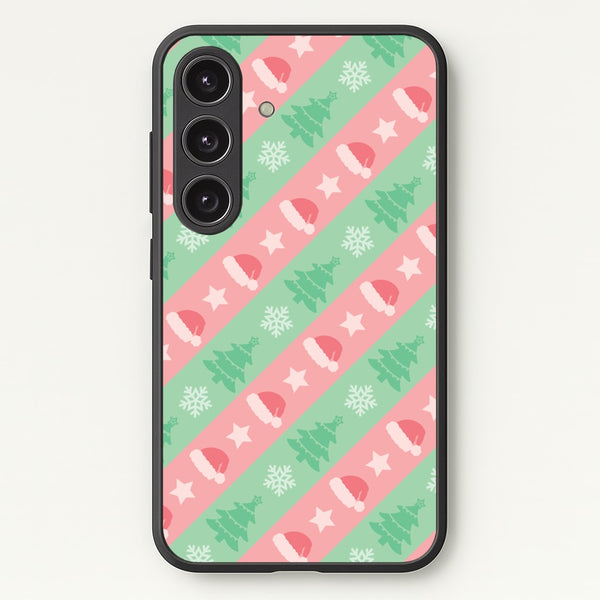 Hats And Trees Pattern - Christmas Patterns Phone Case for Galaxy S25